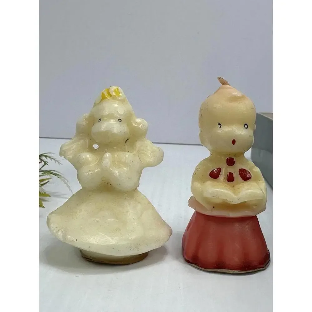 Vintage Lot Christmas Holiday Seasonal Candles Holly 2 Gurley Candle Pillar‎
